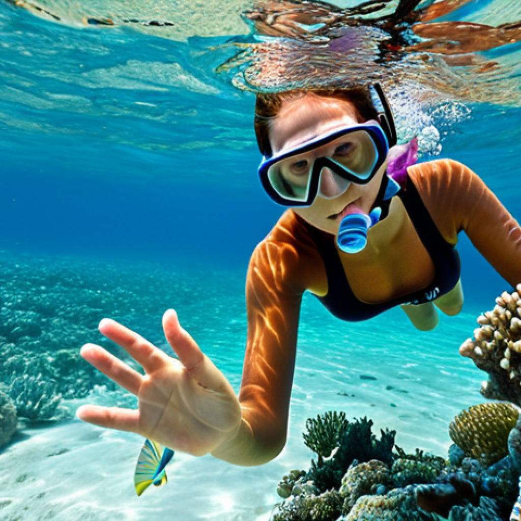 Snorkeling at Pinney's Beach**

"A fully clothed person snorkeling in the crystal-clear waters of Pinney's Beach, surrounded by colorful coral reefs and diverse marine life, appropriate content, safe for work, perfect anatomy, correct proportions, natural pose, well-formed hands, proper finger count, professional underwater photography, modest swimwear, bright sunny day, clear visibility."

**