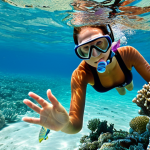 Snorkeling at Pinney's Beach**

"A fully clothed person snorkeling in the crystal-clear waters of Pinney's Beach, surrounded by colorful coral reefs and diverse marine life, appropriate content, safe for work, perfect anatomy, correct proportions, natural pose, well-formed hands, proper finger count, professional underwater photography, modest swimwear, bright sunny day, clear visibility."

**